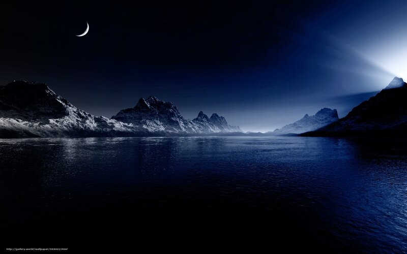 Moonlit mountain lake