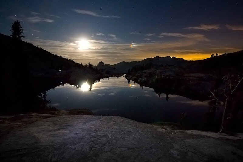Moonlit Mountain Lake — Blue, Serene, Night