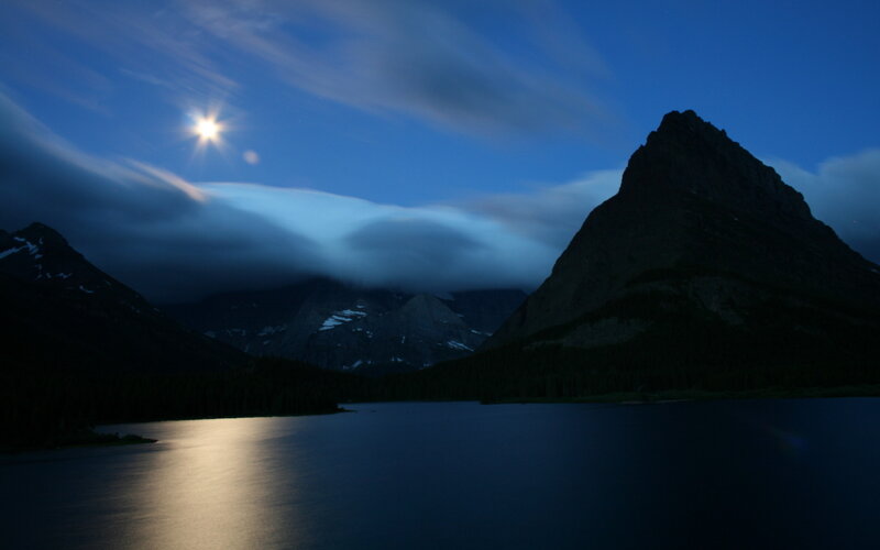 Moonlit Mountain Lake — Blue, Serene