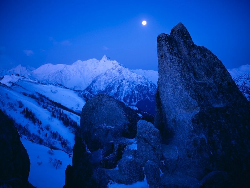 Moonlit mountain landscape