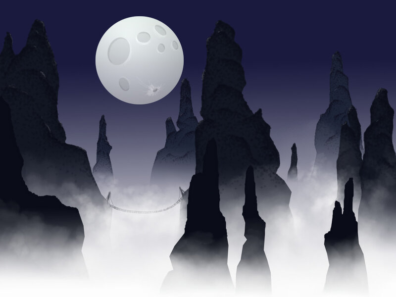 moonlit mountain landscape