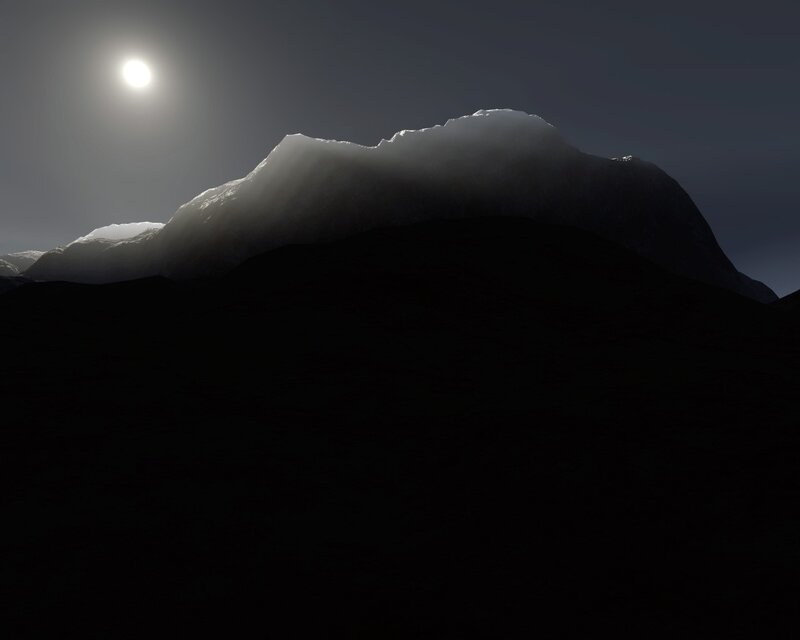Moonlit mountain peak
