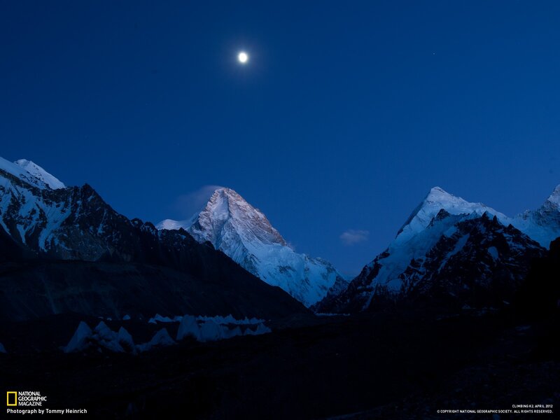 Moonlit mountain peaks