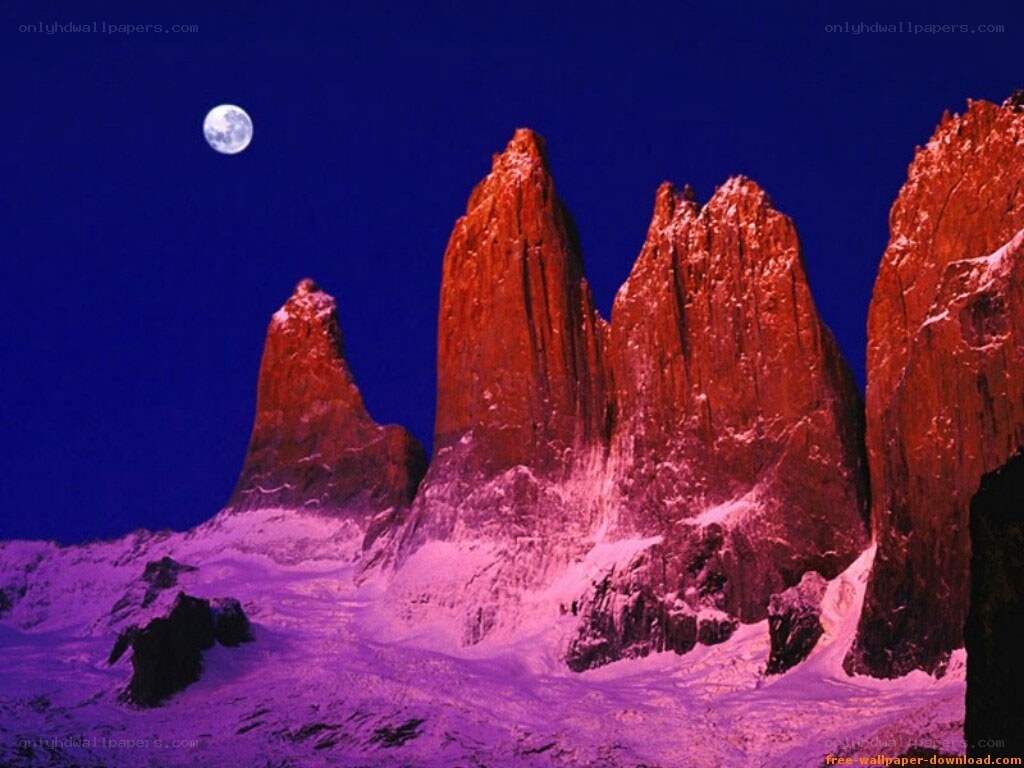 Moonlit mountain peaks