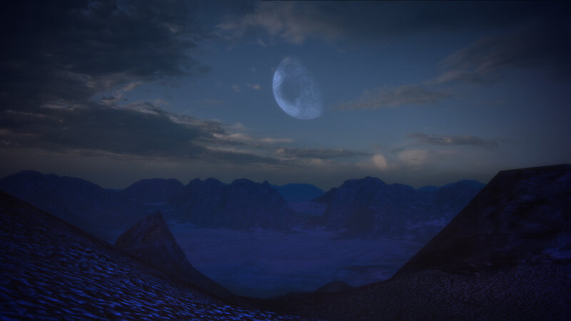 Moonlit mountain valley