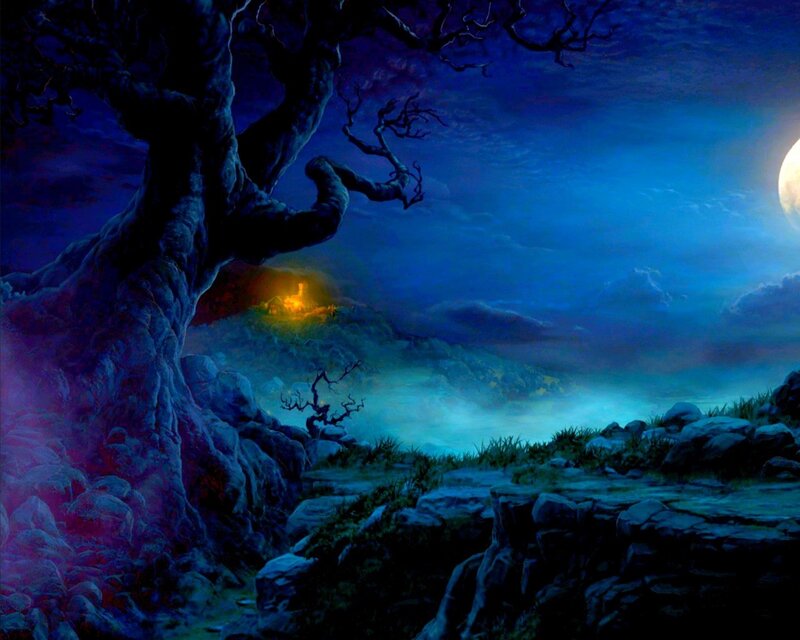 Moonlit night by the old tree