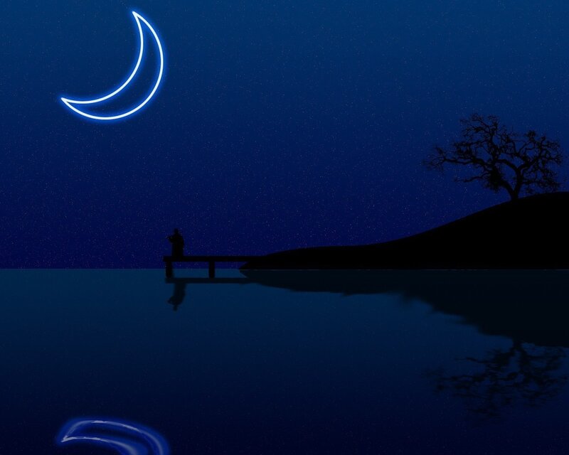 Moonlit night by the water