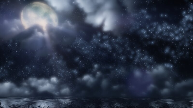 Moonlit night over calm sea