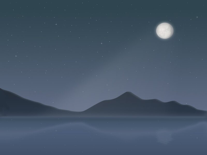 Moonlit night over mountains