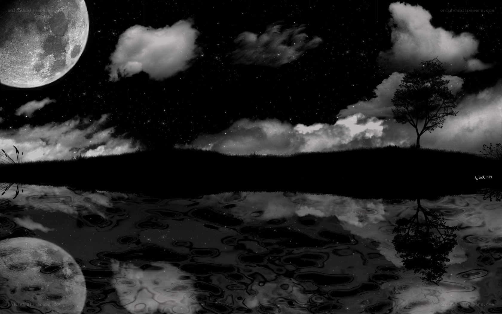 Moonlit night over water
