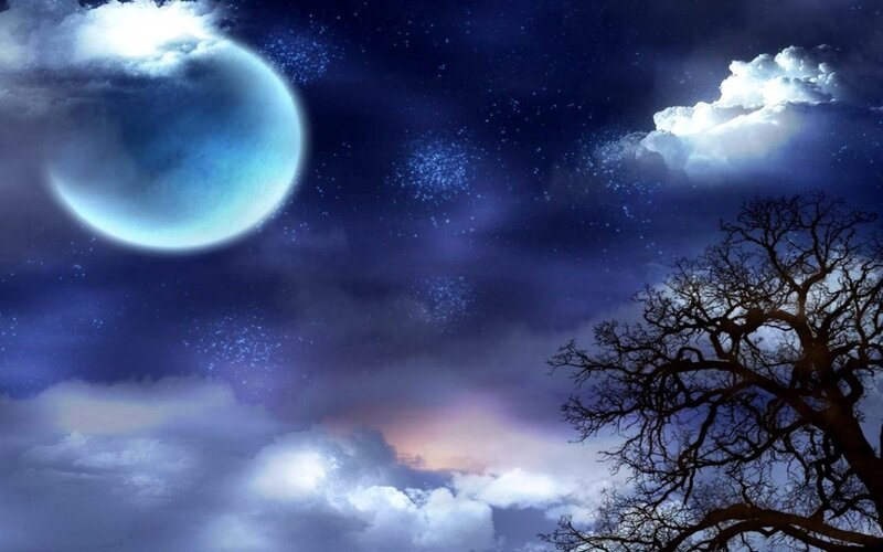 Moonlit Night Sky — Blue