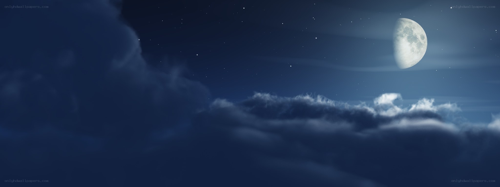 Moonlit night sky with clouds