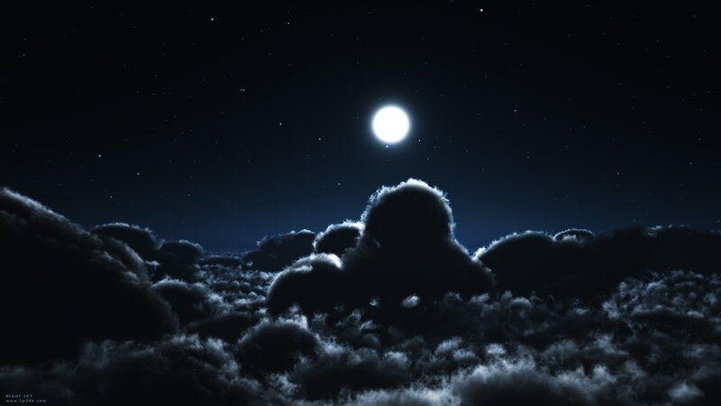 Moonlit night sky with clouds