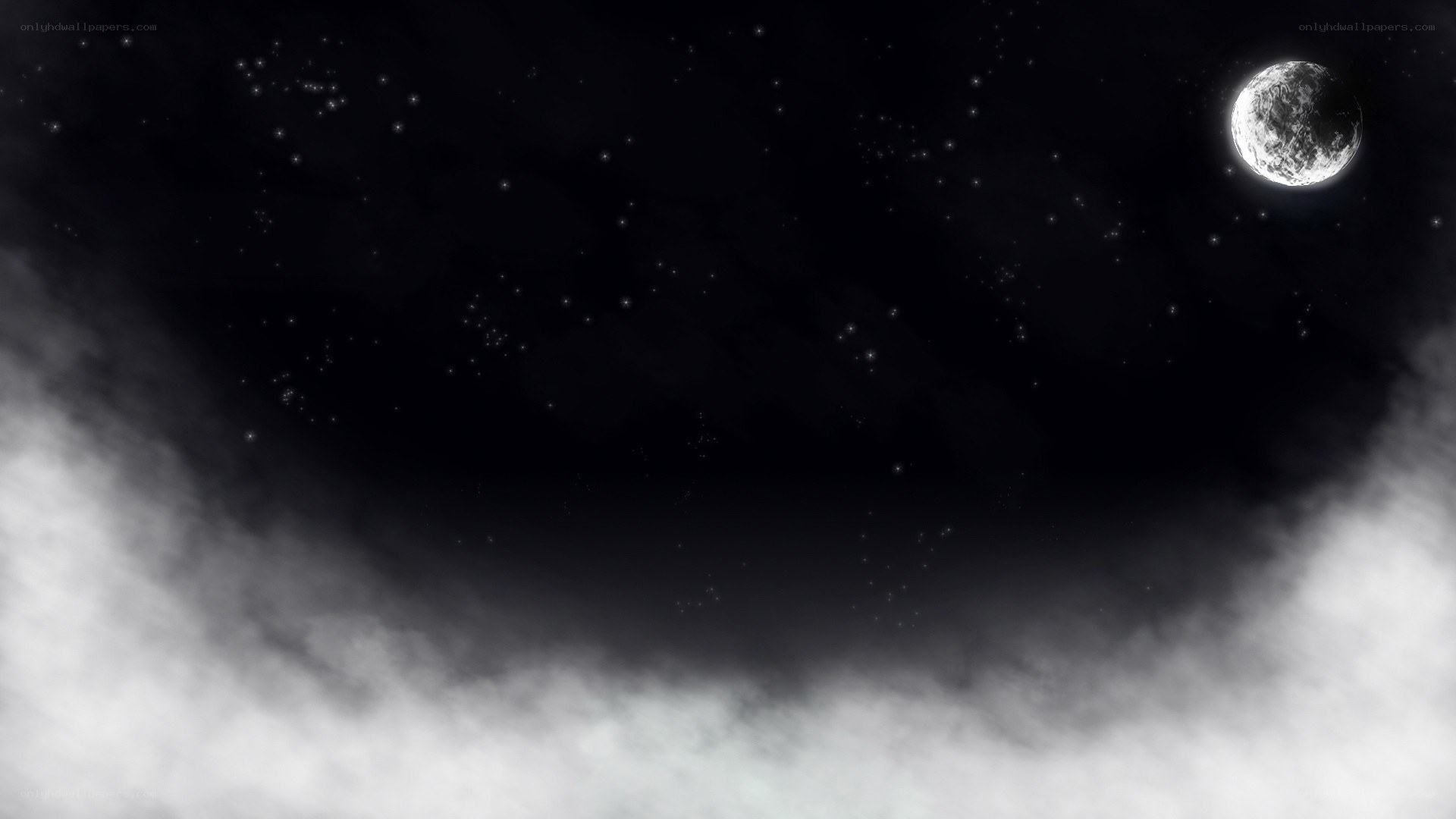 moonlit night sky with clouds