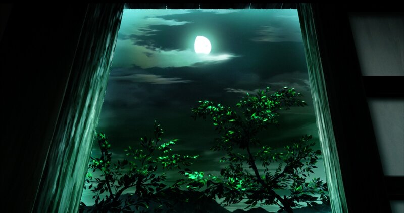 moonlit night through window