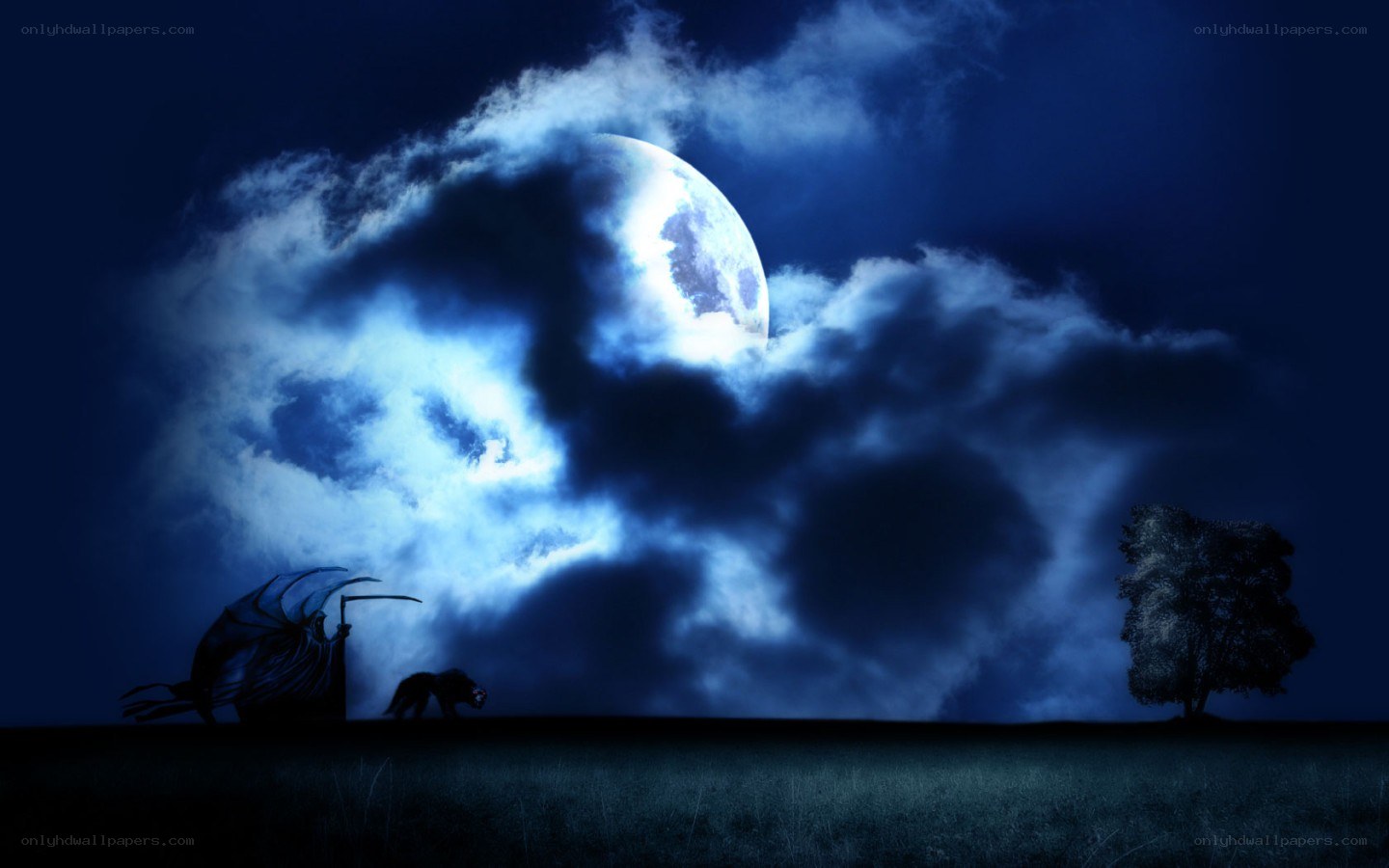 Moonlit night with dragon
