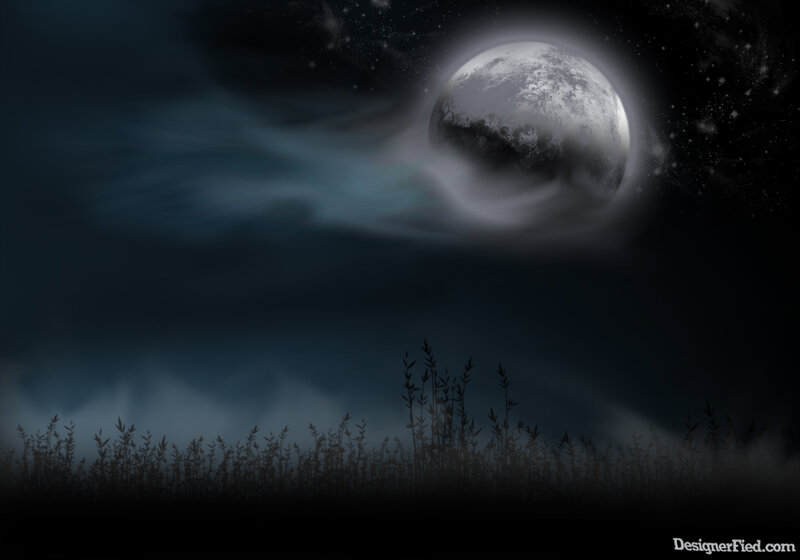 Moonlit night with grass