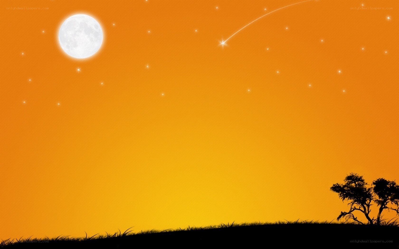 Moonlit night with shooting star