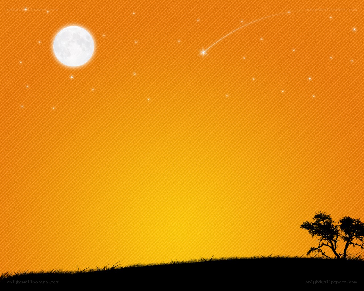 moonlit night with shooting star