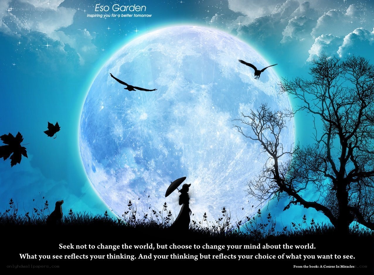 Moonlit night with silhouettes
