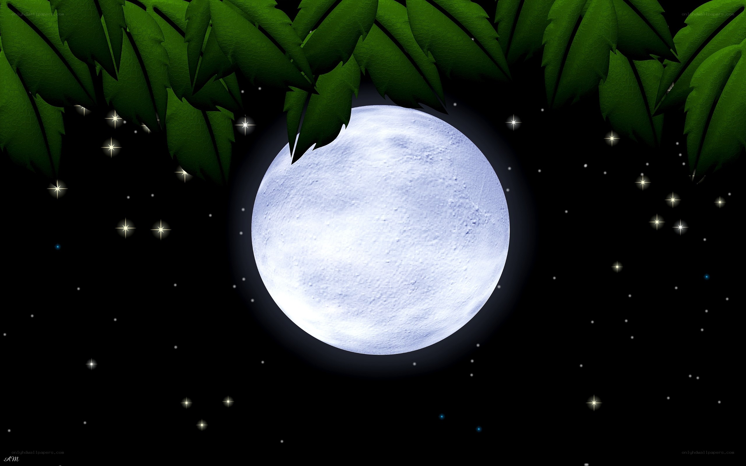 Moonlit night with stars