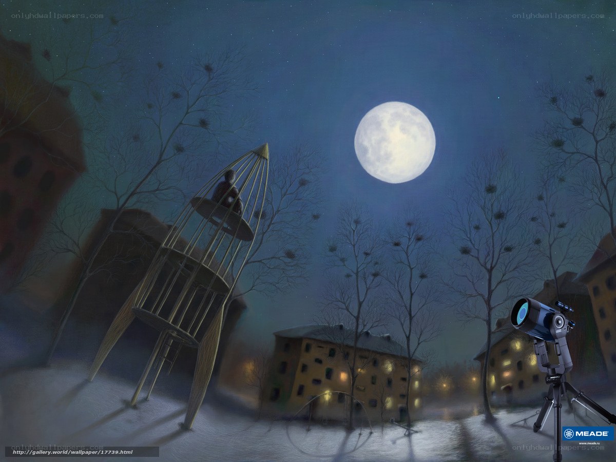 Moonlit Night with Telescope