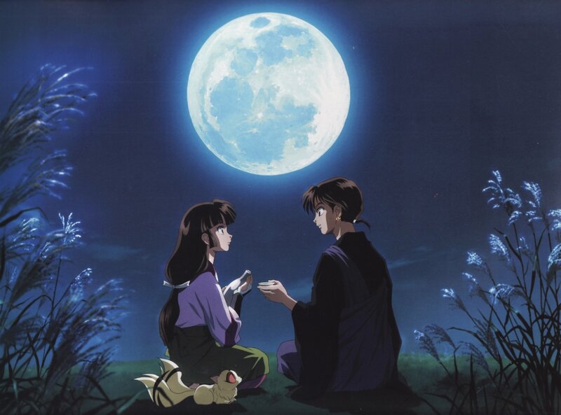 Moonlit night with two characters