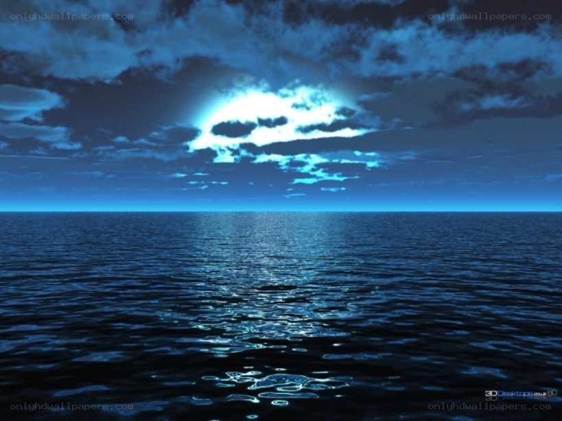 Moonlit ocean at night