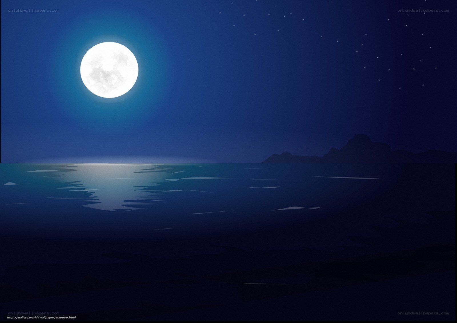 Moonlit ocean at night