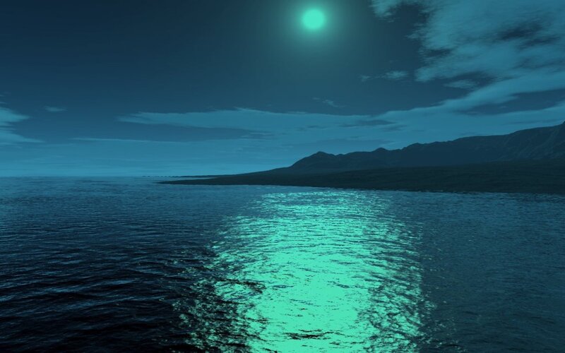 Moonlit Ocean at Night — Blue