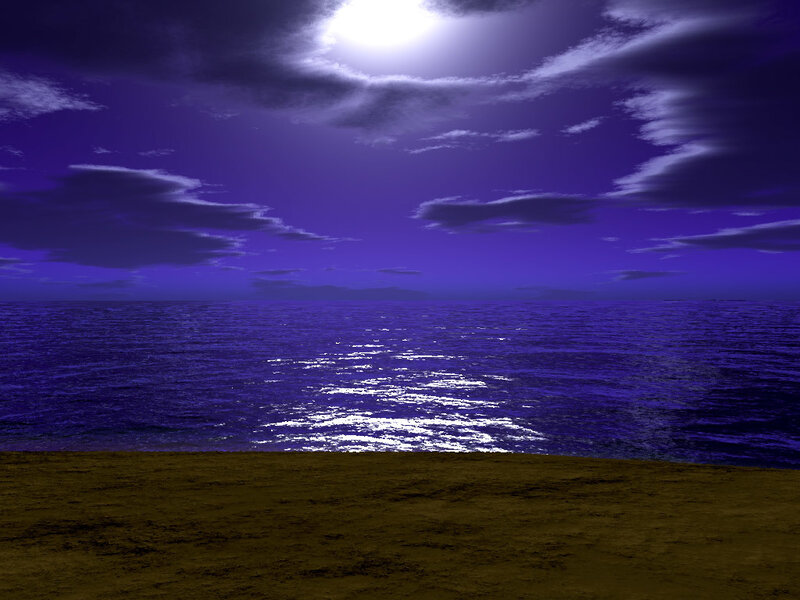 Moonlit Ocean at Night — Purple, Dramatic