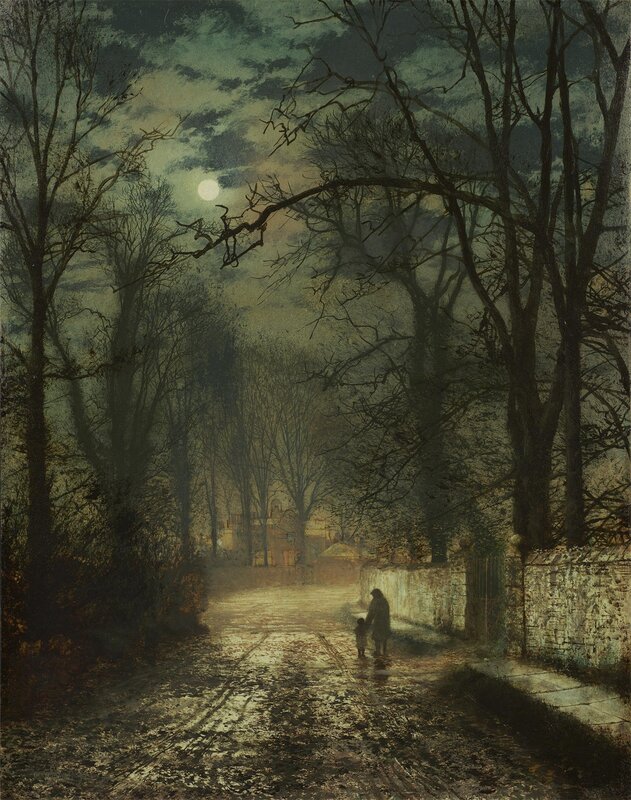 Moonlit Path with Figures