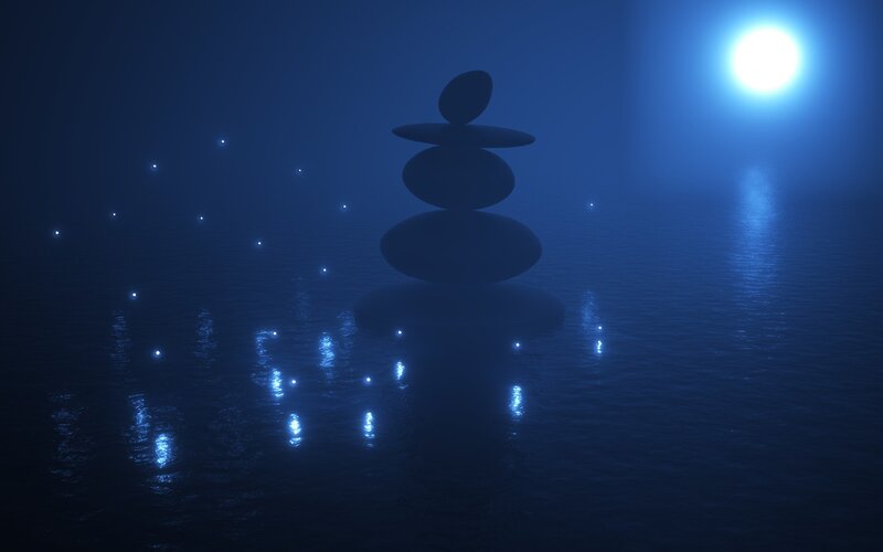 Moonlit pebble stack