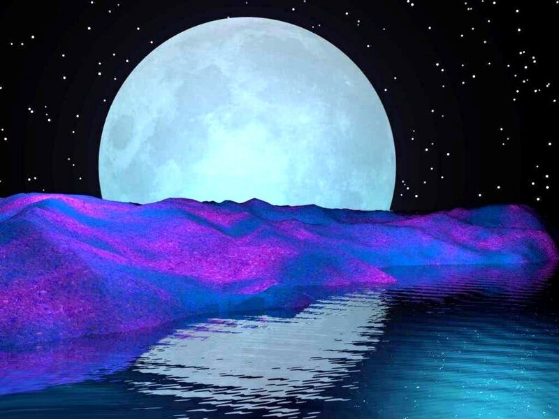 Moonlit purple landscape