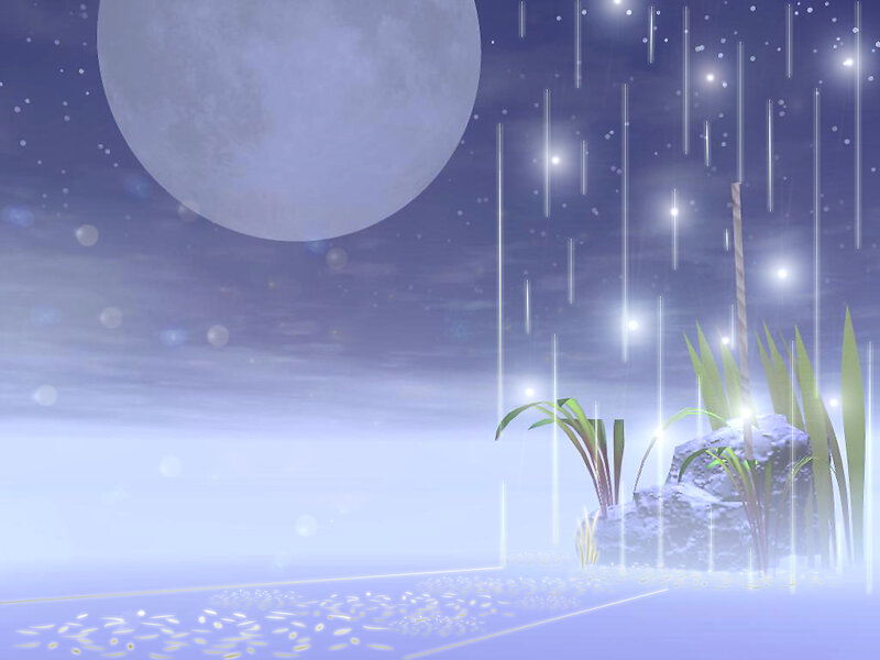 Moonlit rain over grass