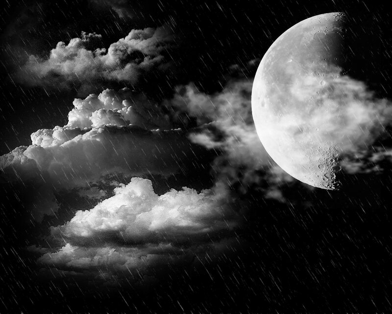 Moonlit Rainstorm at Night