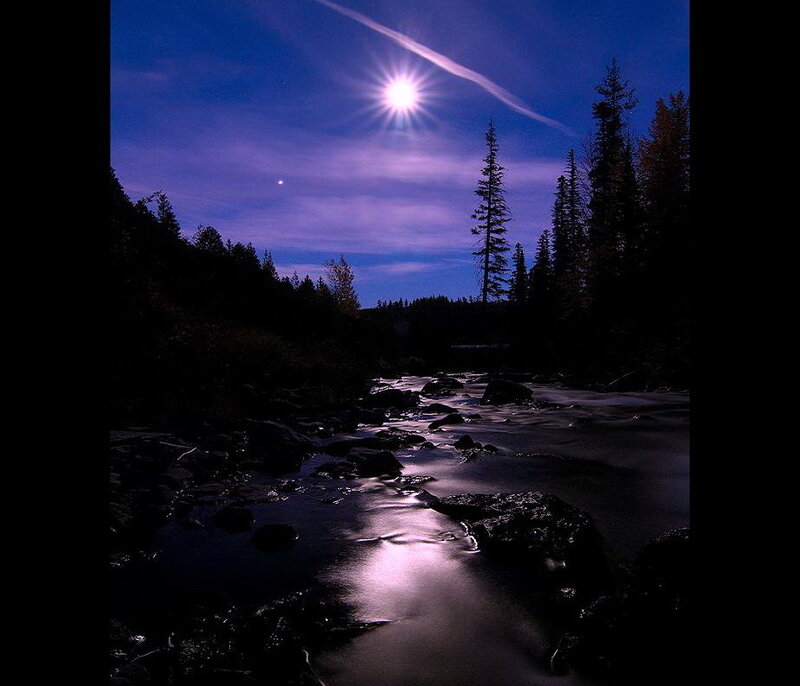 Moonlit River at Night — Blue