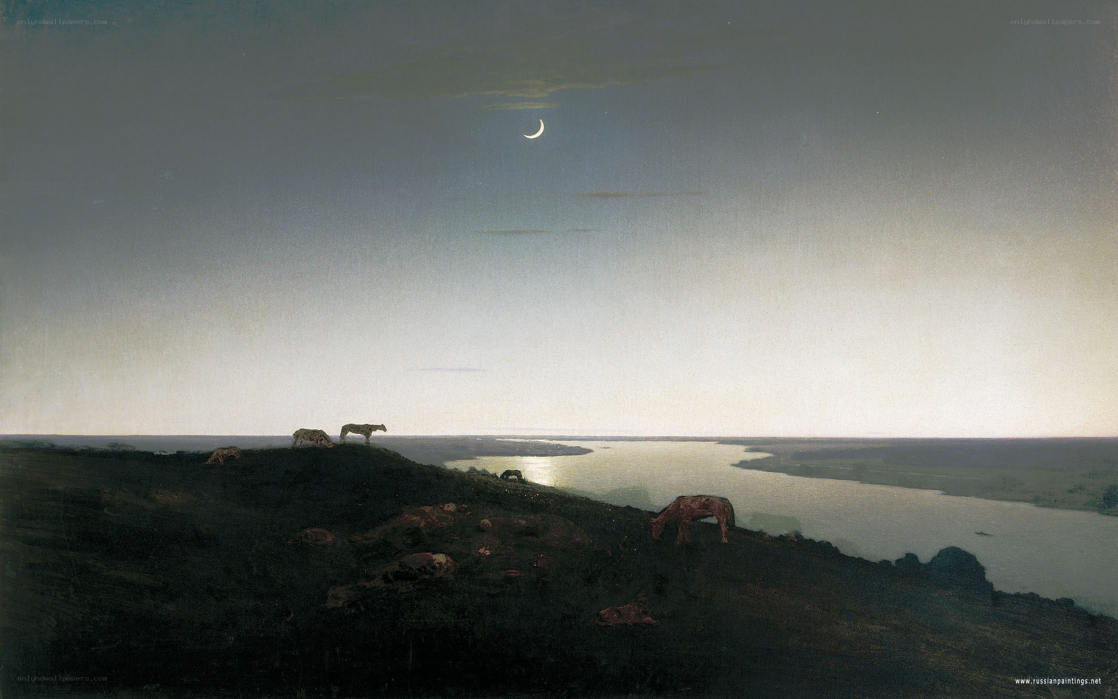 Moonlit River Landscape