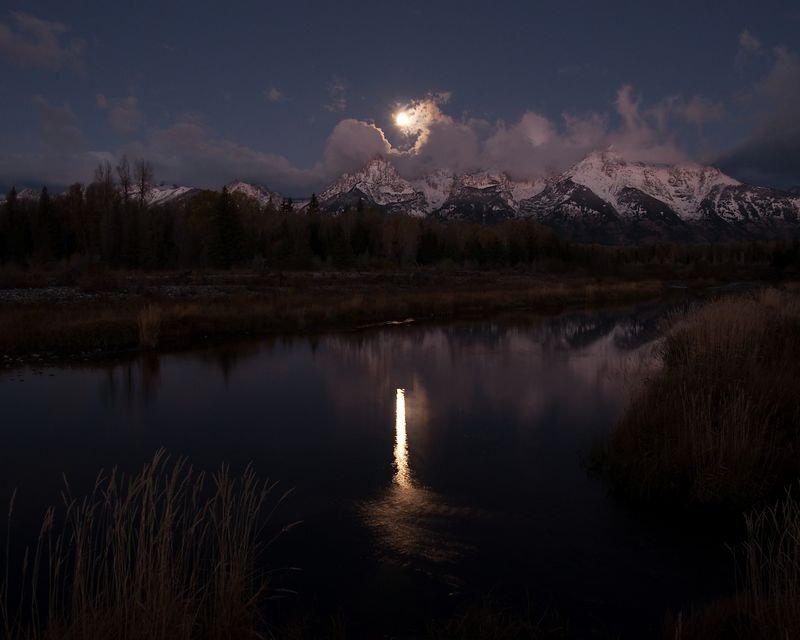 Moonlit River Reflection