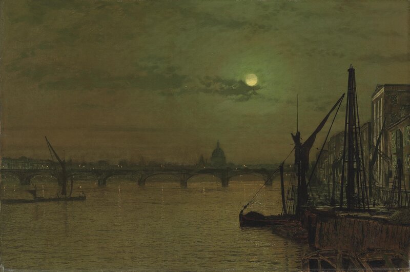 Moonlit River Scene — Green