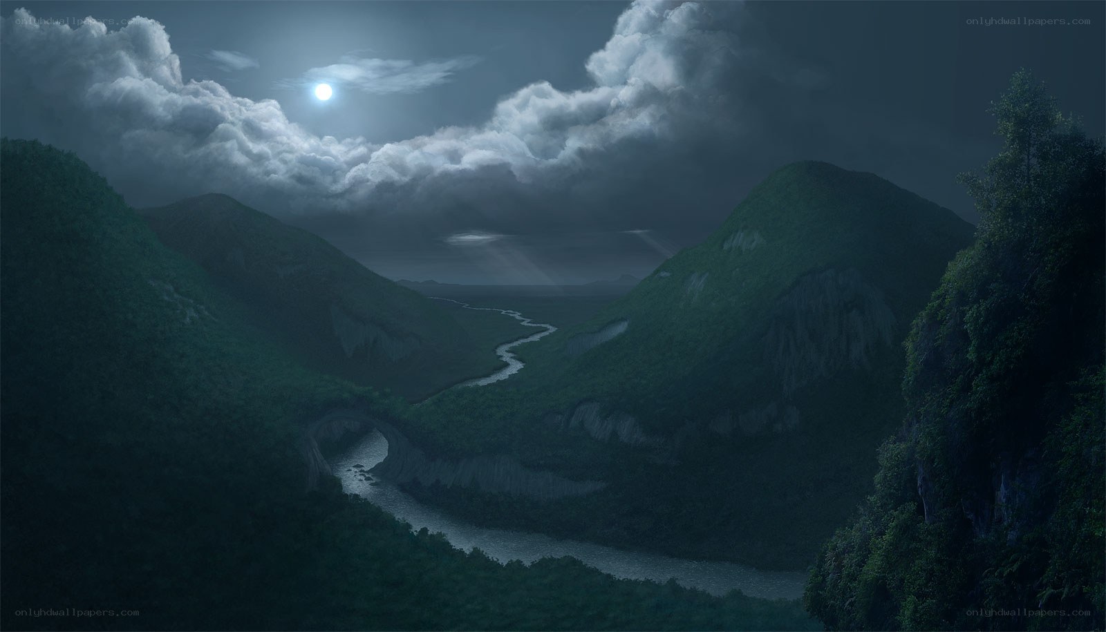 Moonlit River Valley
