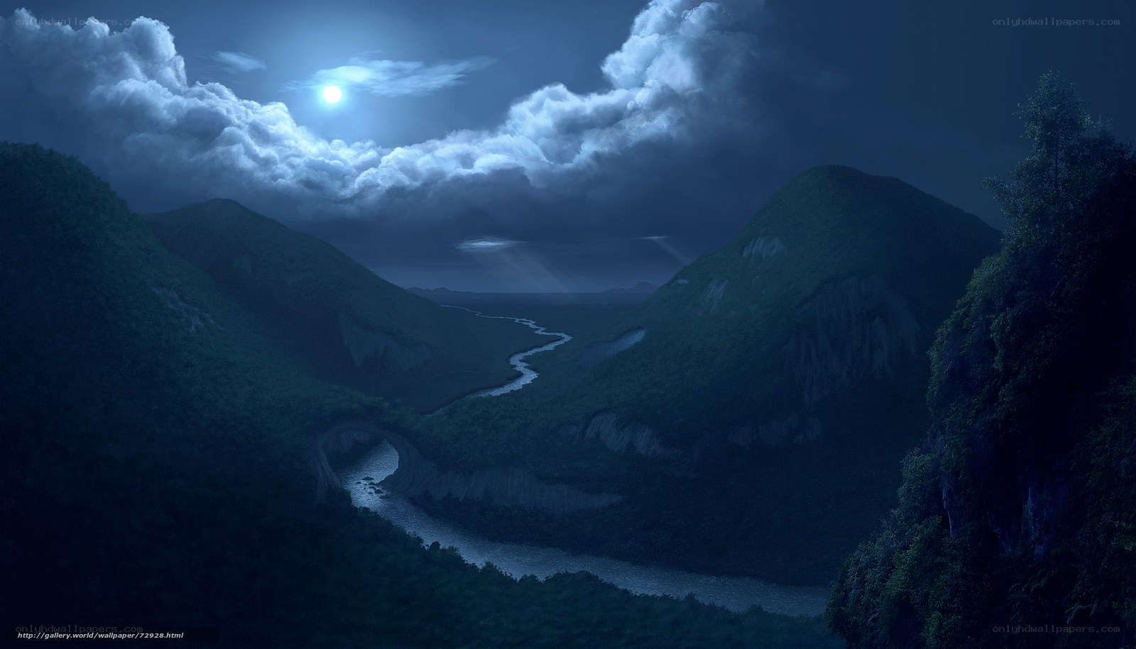 Moonlit River Valley