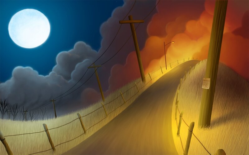 Moonlit Road at Dusk