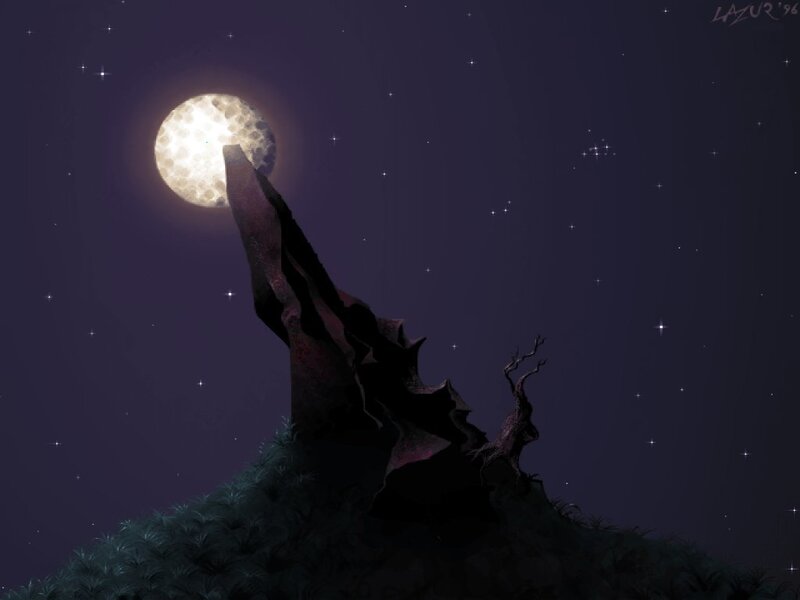 Moonlit rock formation