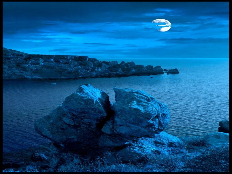 Moonlit Rocky Coastline