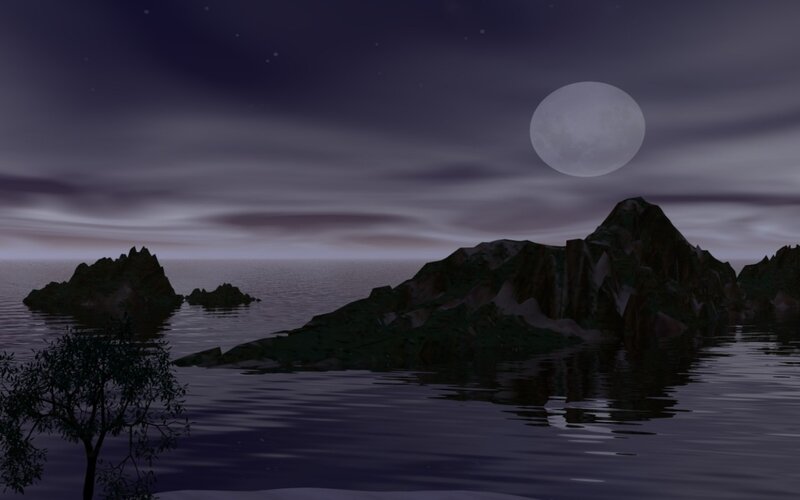 Moonlit Rocky Islands