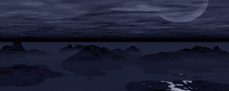 Moonlit rocky landscape
