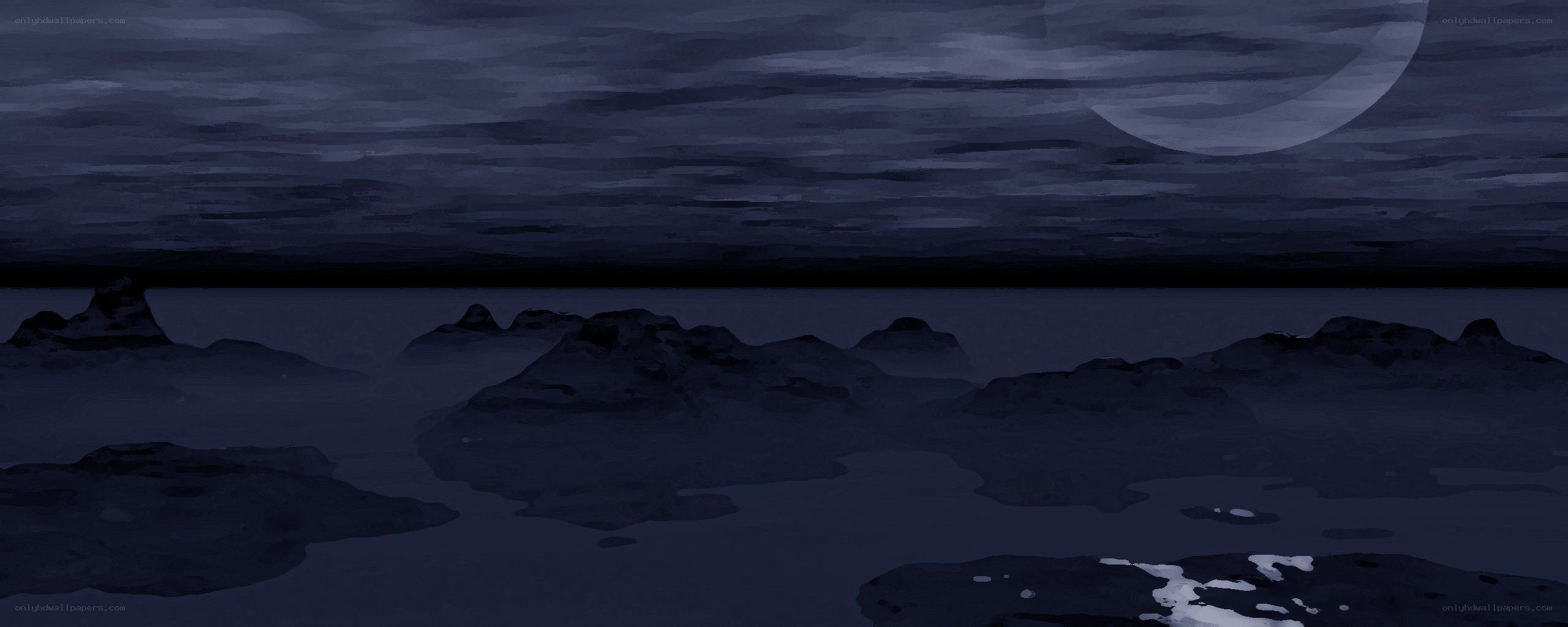 Moonlit rocky landscape