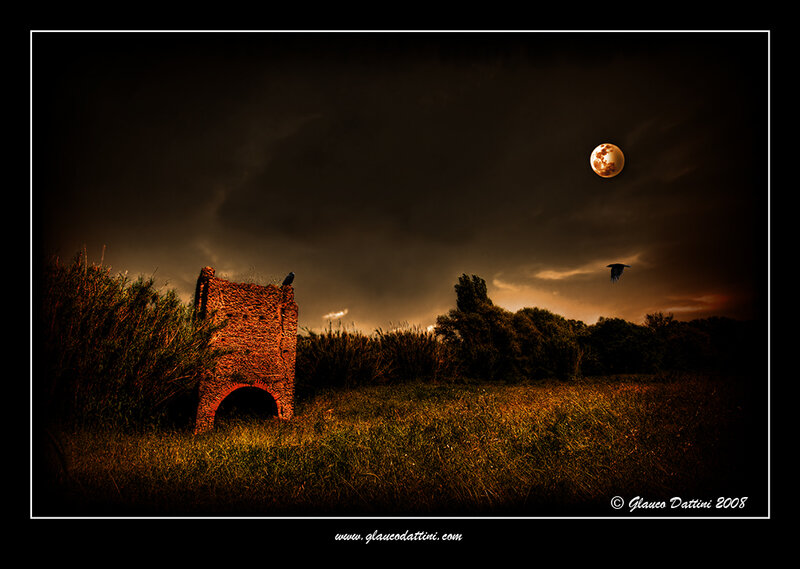Moonlit Ruins at Dusk
