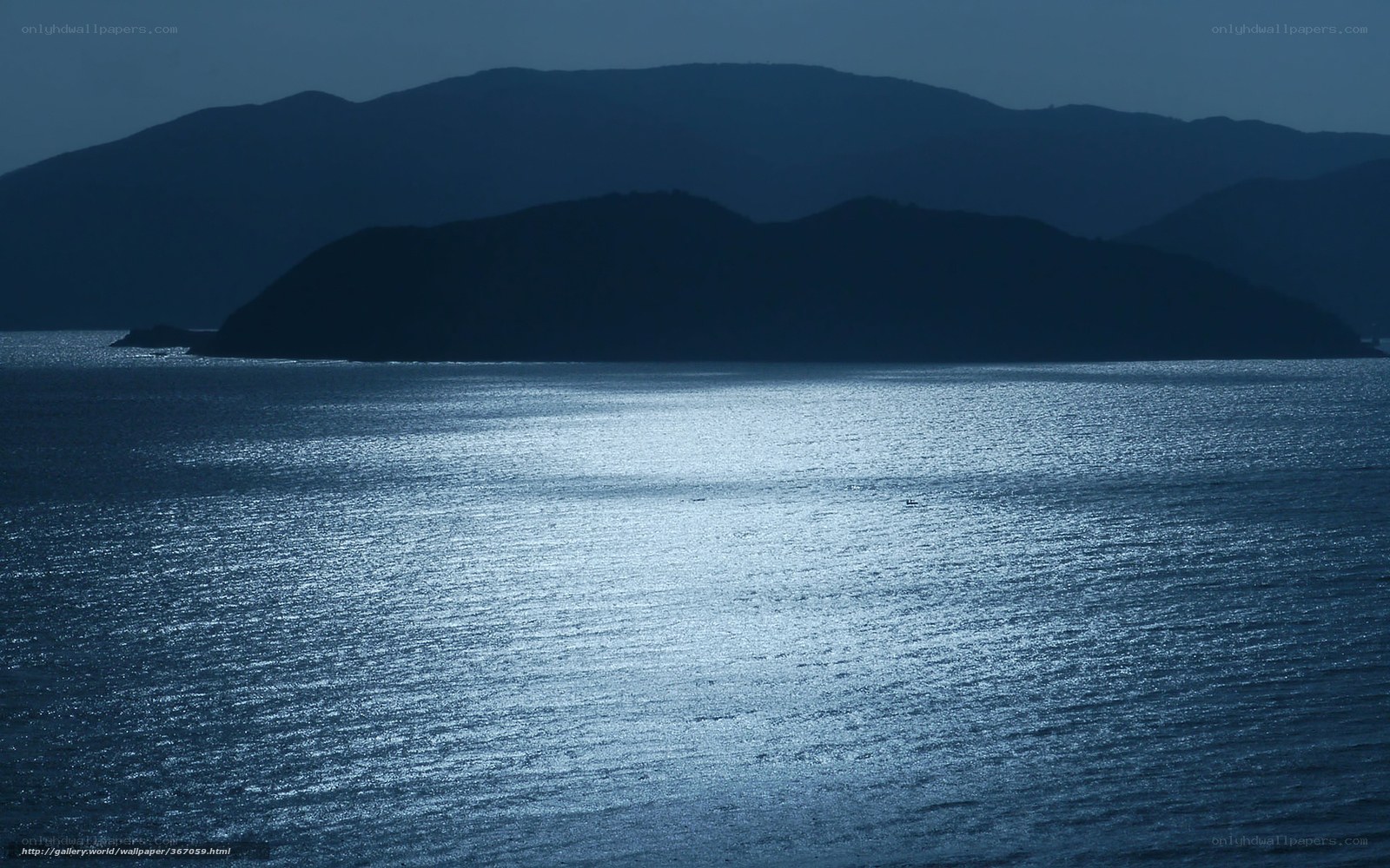 Moonlit Sea and Mountains